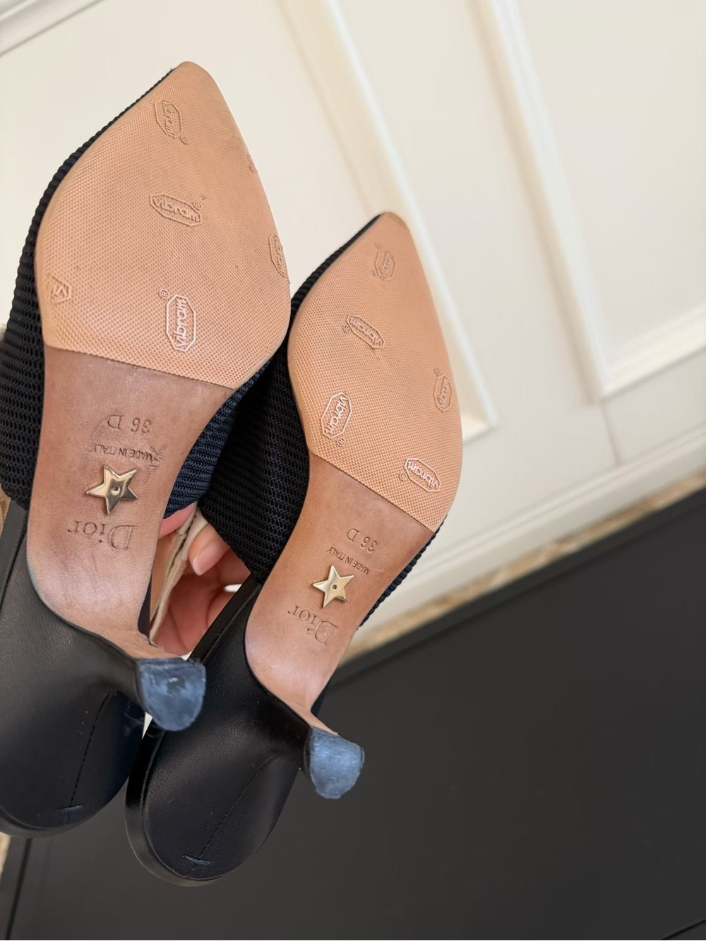 Dior Black Pointed Slingback Heels with J'Adior Ribbon - Picture 4 of 5